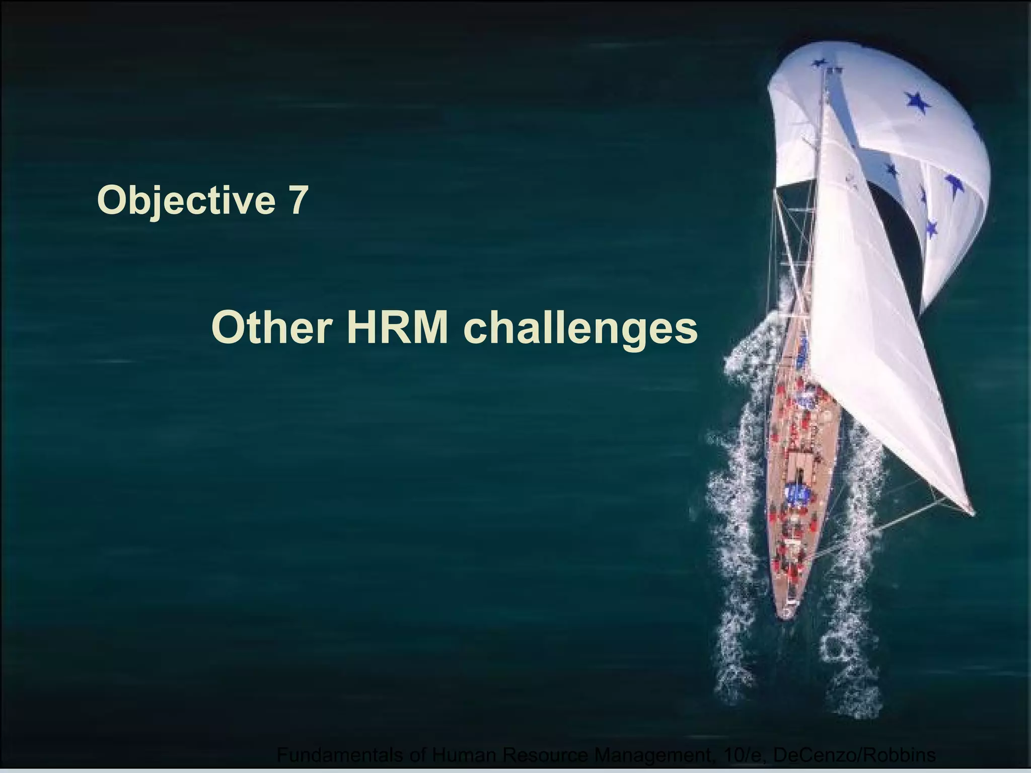 Objective 7 
Other HRM challenges 
Fundamentals of Human Resource Management, 10/e, DeCenzo/Robbins 
 
