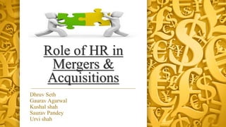 Role of HR in
Mergers &
Acquisitions
Dhruv Seth
Gaurav Agarwal
Kushal shah
Saurav Pandey
Urvi shah
 