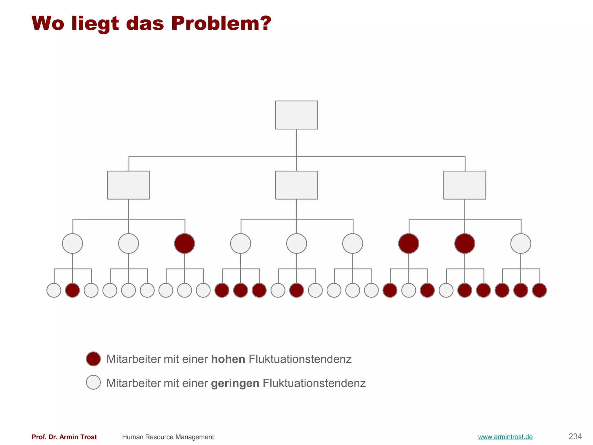 Wo liegt das Problem?




                        Mitarbeiter mit einer hohen Fluktuationstendenz

                        Mitarbeiter mit einer geringen Fluktuationstendenz



Prof. Dr. Armin Trost      Human Resource Management                         www.armintrost.de   234
 