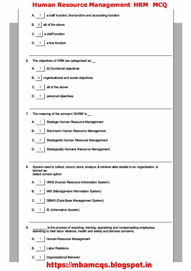 HRM MCQs Human Resource Management MCQs
