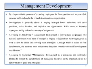 training and development notes for mba students | PPTX