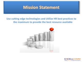 Use cutting edge technologies and Utilize HR best practices to the maximum to provide the best resource available 