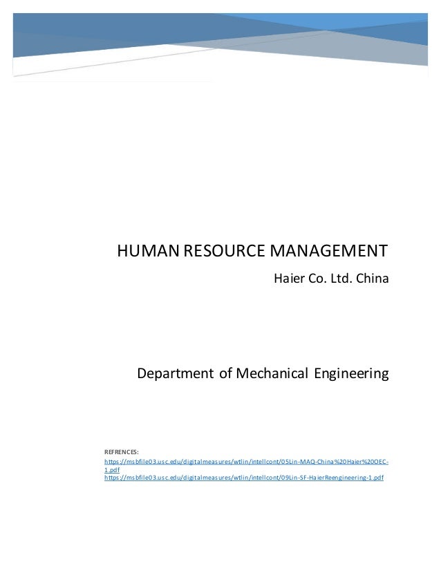 hrm of haier china