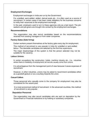 Various recruitment processes - Human resources management | PDF