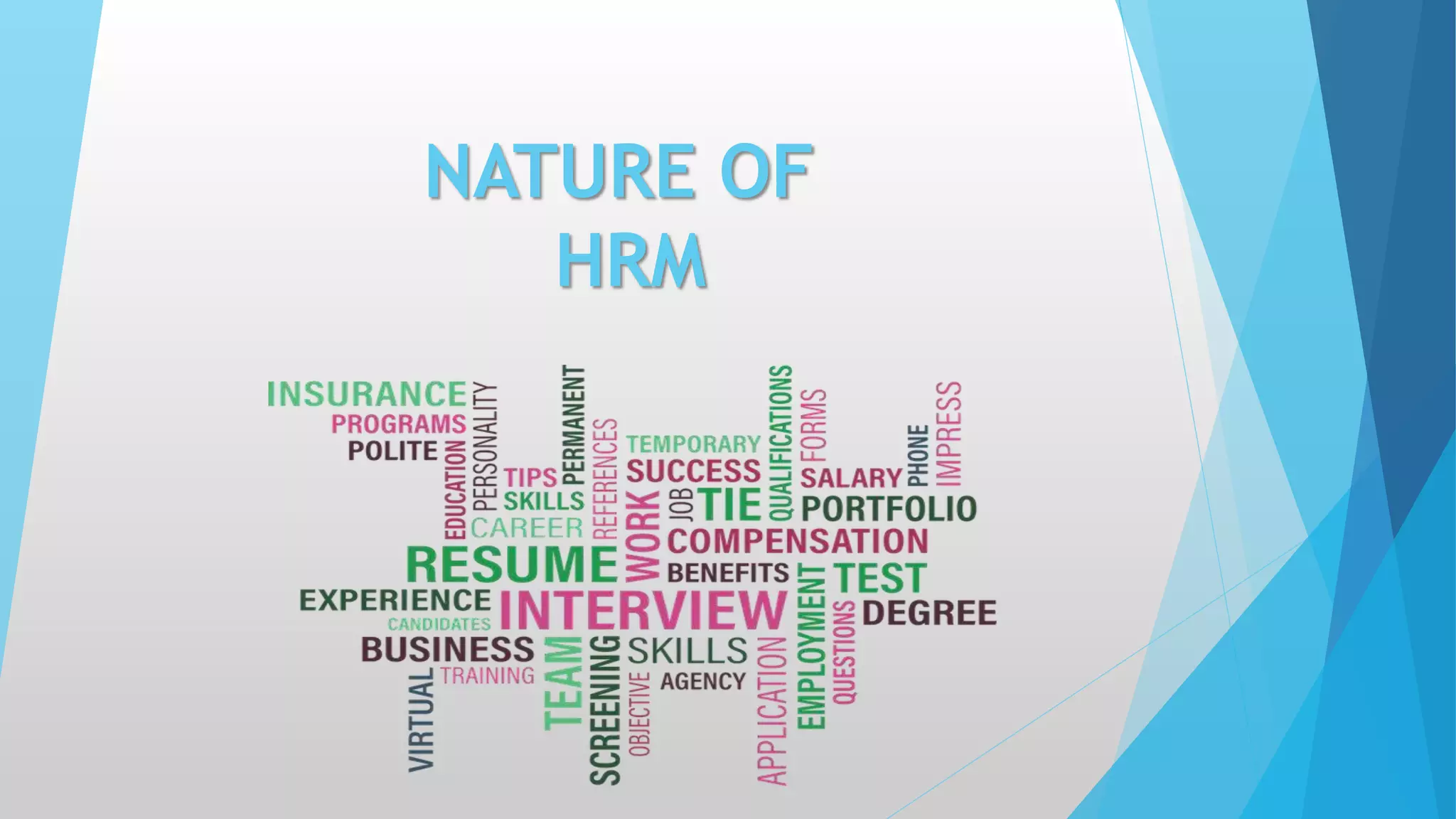 NATURE OF
HRM
 