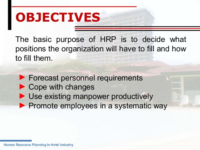 objective of hotel management