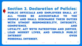 Section 2. Declaration of Policies:
 