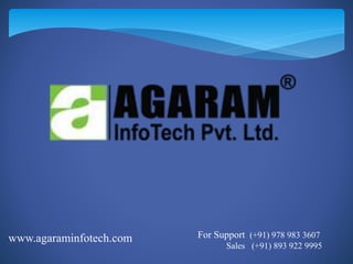 www.agaraminfotech.com For Support (+91) 978 983 3607
Sales (+91) 893 922 9995
 