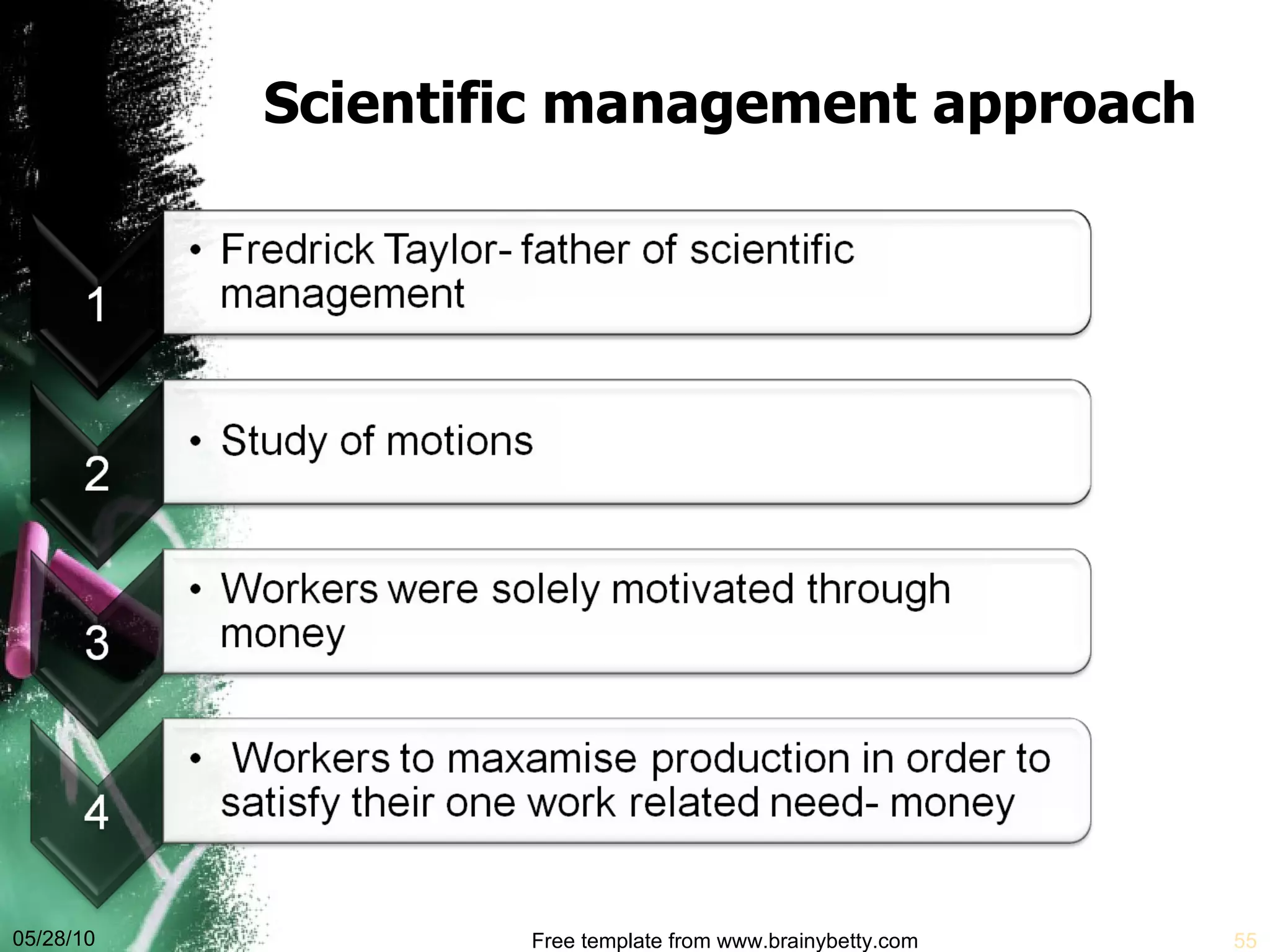Scientific management approach 05/28/10 Free template from www.brainybetty.com 