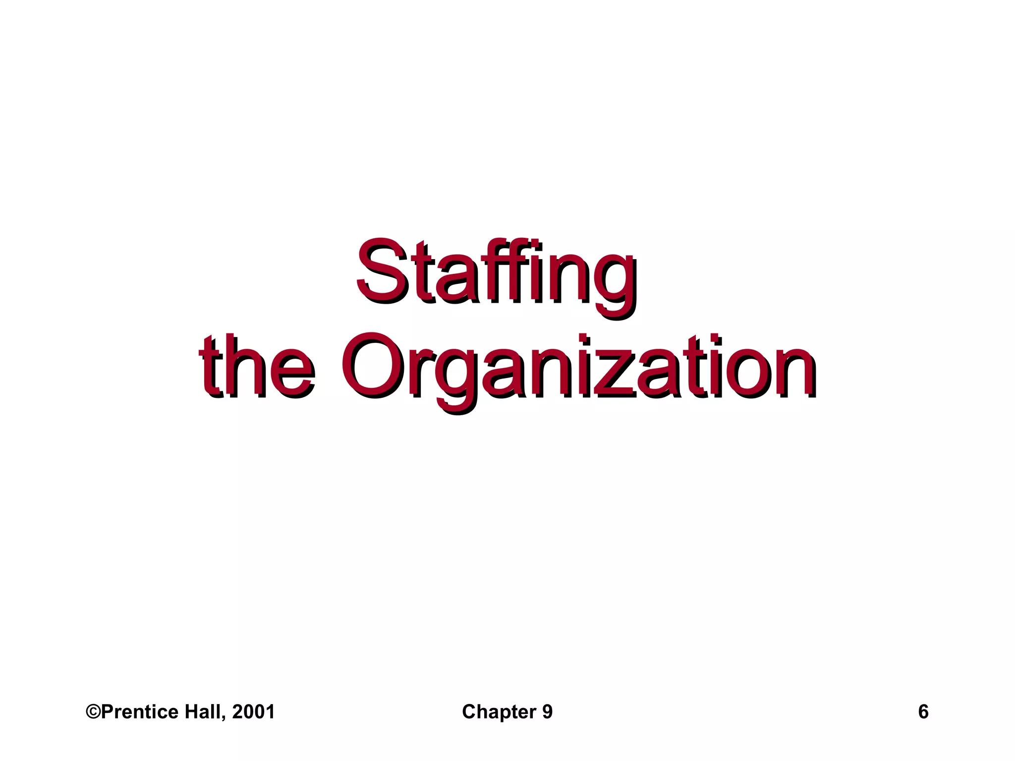 Staffing  the Organization ©Prentice Hall, 2001 Chapter 9 