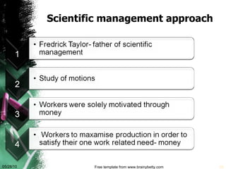 Scientific management approach 05/28/10 Free template from www.brainybetty.com 