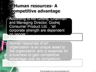 Human resources- A competitive advantage 05/28/10 Free template from www.brainybetty.com 