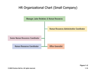 © 2005 Prentice Hall Inc. All rights reserved. 1–16
HR Organizational Chart (Small Company)
Figure 1–2
 