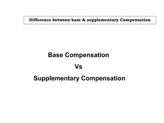 Difference between base & supplementary Compensation
Base Compensation
Vs
Supplementary Compensation
 