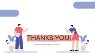 CREDITS: This presentation template
was created by Slidesgo, including
icons by Flaticon, and infographics
& images by Freepik.
Please keep this slide for attribution.
THANKS YOU!
 