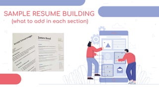 SAMPLE RESUME BUILDING
(what to add in each section)
 