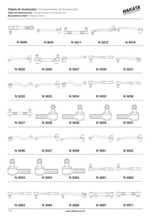 N 5010 N 5011 N 5012 N 5019
N 5020 N 5026 N 5027 N 5030 N 5031
N 5032 N 5033 N 5034 N 5035 N 5036
N 5037 N 5038 N 5039 N 5040 N 5041
N 5046 N 5047 N 5048 N 5051 N 5052
N 5053 N 5054 N 5055 N 5061 N 5062
N 5063 N 5064 N 5066 N 5067 N 5071
N 5009
100100 3www.nakata.com.br
Tabela de ilustrações
Tabla de ilustraciones
Illustrations chart
/ Componentes de Suspensão
/ Chassis Parts
/ Componentes de Suspensión
 