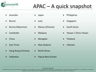 HR compliance does not include alternative regulatory obligations resulting from employment – i.e.taxation© Process HR Pty Ltd 2011DISCLAIMER: This document provides general information. It is not provided as, nor should it be relied upon as a substitute for, professional advice. Process HR Pty Ltd (ACN: 138 826 561) is not responsible for any outcomes resulting from decisions made by clients, correspondents or third parties based upon the information provided in this document.