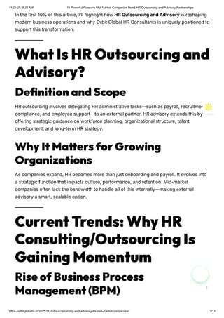 HR Outsourcing and Advisory: Why Mid-Market Companies Should Consider ...