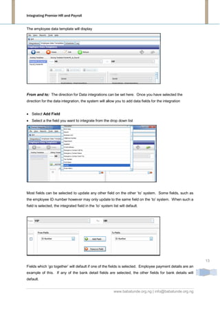 Premier HR and Payroll integration | PDF