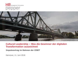 Cultural Leadership – Was die Gewinner der digitalen
Transformation auszeichnet
Impulsvortrag im Rahmen der CEBIT
Hannover, 11. Juni 2018
 