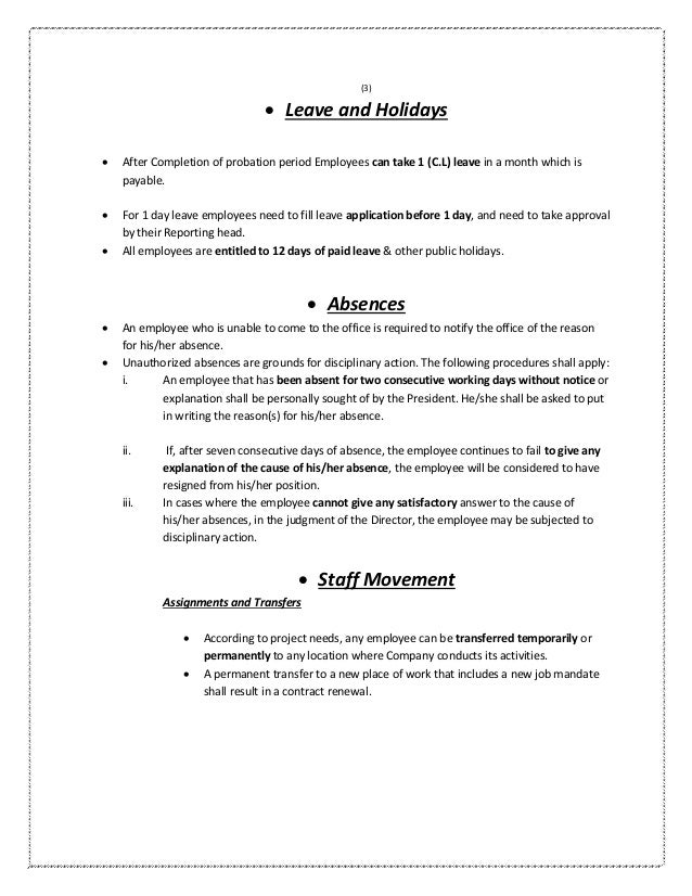 Basic Hr Policies For Company