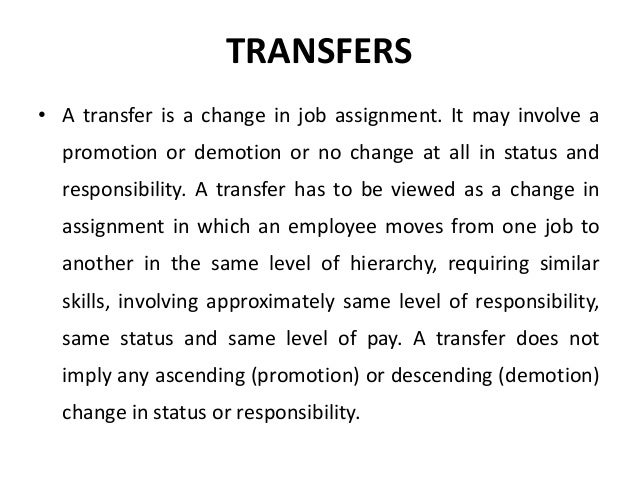 difference in assignment and transfer