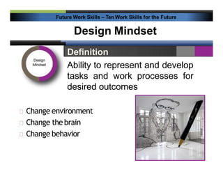 Design Mindset
Future Work Skills – Ten Work Skills for the Future
Definition
Ability to represent and develop
tasks and w...