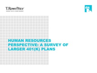 HUMAN RESOURCES
PERSPECTIVE: A SURVEY OF
LARGER 401(K) PLANS
 