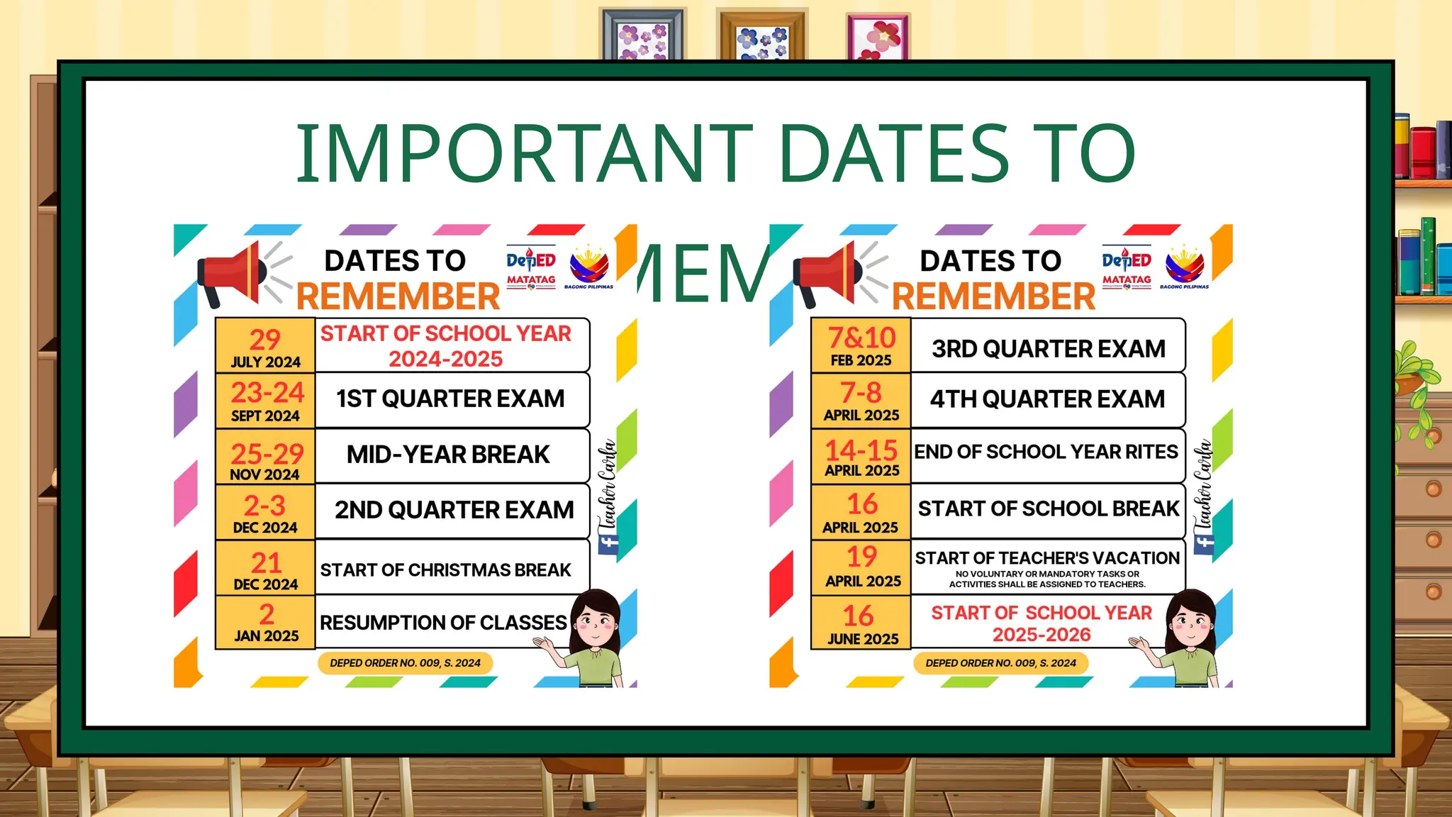 IMPORTANT DATES TO
REMEMBER