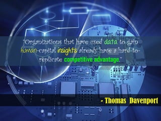 “Organizations that have used data to gain
human-capital insights already have a hard-to-
replicate competitive advantage....