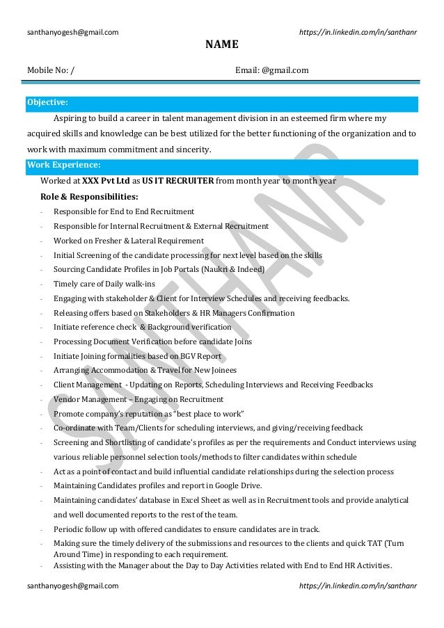 humar resources hr recruiter resume template recruiter resume template