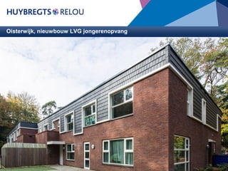 Oisterwijk, nieuwbouw LVG jongerenopvang

Opdrachtgever : Koraal Groep te Sittard
Architect

: Jorissen Simonetti Architecten te Maarssen

Bouwdirectie
en toezicht

: Jorissen Simonetti Architecten te Maarssen

BVO

: Circa 1.600 m²

Aanneemsom

: € 1.300.000,00

Start bouw

: Januari 2010

Oplevering

: Januari 2011

De Hondsberg is een observatie- en behandelingsinstituut voor
jongeren van 0 tot 18 jaar met complexe gedrags- en psychiatrische
problemen.
De nieuwbouw bestaat uit twaalf appartementen met een
gezamenlijke entree en twee woongroepen met in totaal twaalf

 