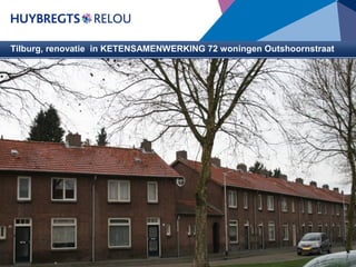 Tilburg, renovatie in KETENSAMENWERKING 72 woningen Outshoornstraat

Opdrachtgever : WonenBreburg
Architect

: De Loods Architecten en Adviseurs

Bouwdirectie &
toezicht
: WonenBreburg
BVO

: 7.200 m²

Aanneemsom

: € 2.600.000,00

Start bouw

: Mei 2012

Oplevering

: November 2012

In mei 2012 startte Huybregts Relou in opdracht van WonenBreburg
in Tilburg met het groot onderhoud aan de woningen in Van
Outshoornstraat en omgeving.
Ondanks het grote en ingrijpende onderhoud zijn de bewoners
enthousiast en positief. Naast een nieuwe keuken, badkamer en
toilet is elke woning nu ook energiezuiniger en hebben de straten
een strak en fris aanzicht. Mede dankzij nieuwe dakplaten en –pannen, vervanging van alle kozijnen (inclusief nieuwe voordeur) en het reiniging van de
voorgevels en reparatie van het metselwerk. Het mag duidelijk zijn dat er veel aandacht is gegeven aan comfort verbetering aan zowel de buiten als
binnenzijde van de woning, waarbij de eindgebruiker (lees huurder) een centrale rol vervult.
Het project is in ketensamenwerking gerealiseerd. Gericht en integraal werken aan een open en transparante (bedrijfs) proces in de gehele bouwkolom.
Het betreft een bijzondere vorm van (organisatie) veranderingsmanagement. Zowel de ontwerp-, voorbereidings- als de uitvoeringsfase zijn op basis van
vertrouwen vorm gegegeven en uitgevoerd met alle betrokken ketenpartijen.

 