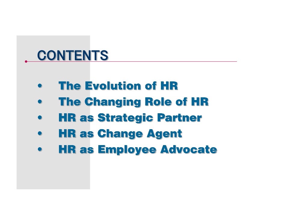 The Changing Role of HR