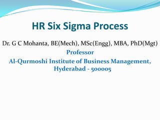 HR Six Sigma Process
Dr. G C Mohanta, BE(Mech), MSc(Engg), MBA, PhD(Mgt)
Professor
Al-Qurmoshi Institute of Business Management,
Hyderabad - 500005
 