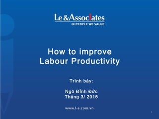 How to improve
Labour Productivity
Trình bày:
Ngô ĐÌnh Đức
Tháng 3/ 2015
1
 