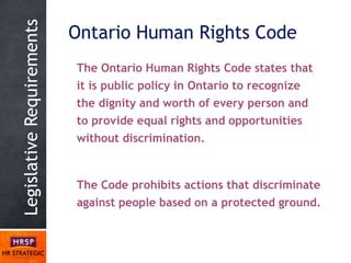 Ontario Human Rights Code Letter HR Strategic Partners - Slideshare - HR Compliance in Ontario | PPTX