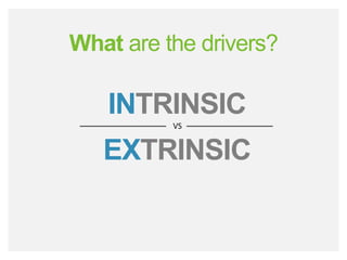 bamboohr.com payscale.com
HR‘s Role in Employee Performance
What are the drivers?
INTRINSIC
VS
EXTRINSIC
 