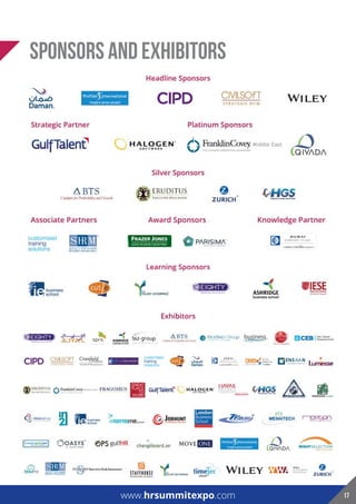 SPONSORS and Exhibitors
www.hrsummitexpo.com 17
 