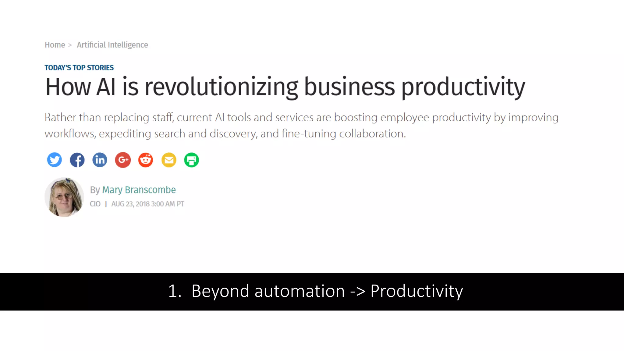 1. Beyond automation -> Productivity
 