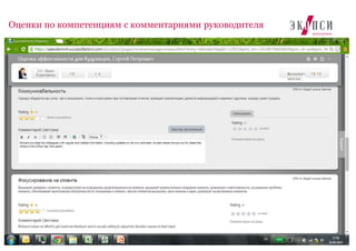 13
Оценки по компетенциям с комментариями руководителя
 
