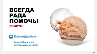 H R - T E C H 2 0 1 6 9
ВСЕГДА
РАДА
ПОМОЧЬ!
ПИШИТЕ!
Filatova.og@gmail.com
А также Skype и все
мессенджеры на свете;)
15
 