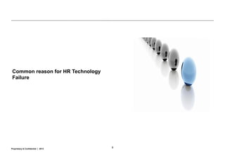 9Proprietary & Confidential | 2013
Common reason for HR Technology
Failure
 