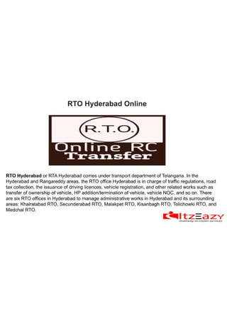 Hydenad Rto Code RTO Hyderabad Online | PDF