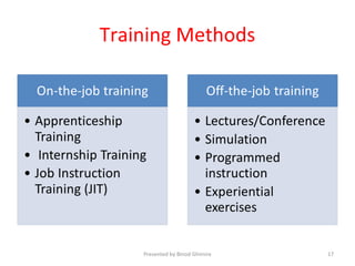 Training Methods
Presented by Binod Ghimire 17
 