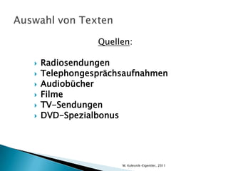 TestformateM. Kolesnik-Eigentler, 2011