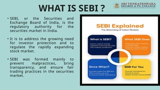 security exchange board of India powers functions | PPTX