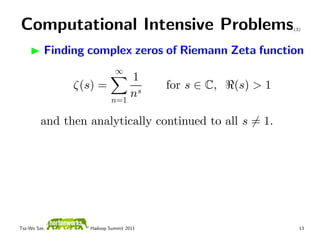 Computational Intensive Problems                              (3)



          Finding complex zeros of Riemann Zeta funct...