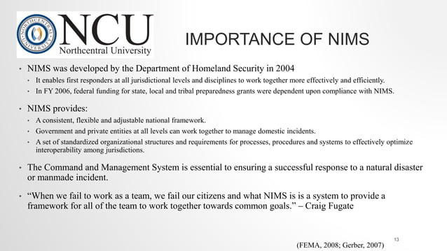 National Incident Management System (NIM) Command and Management System ...